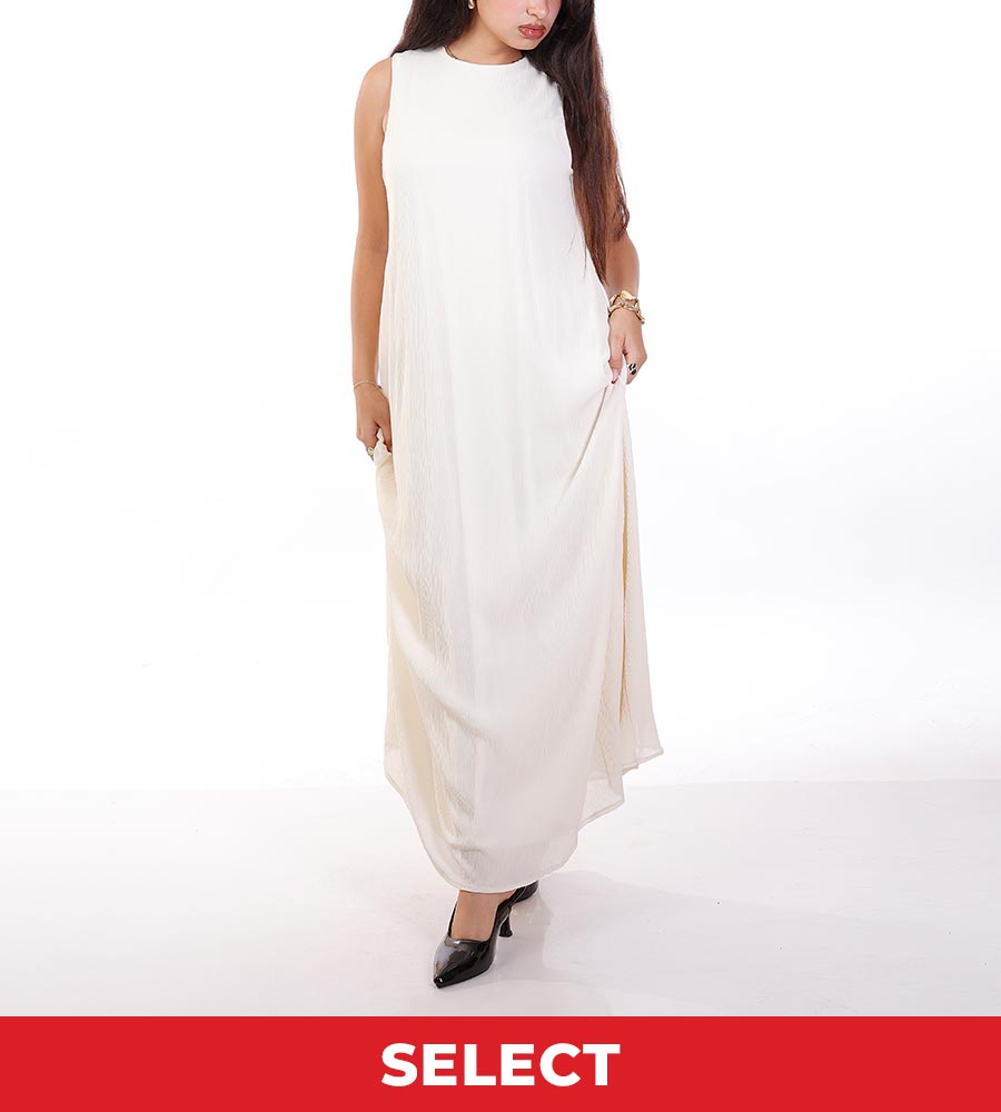 Dilvin Pleated Chiffon Dress with Lining