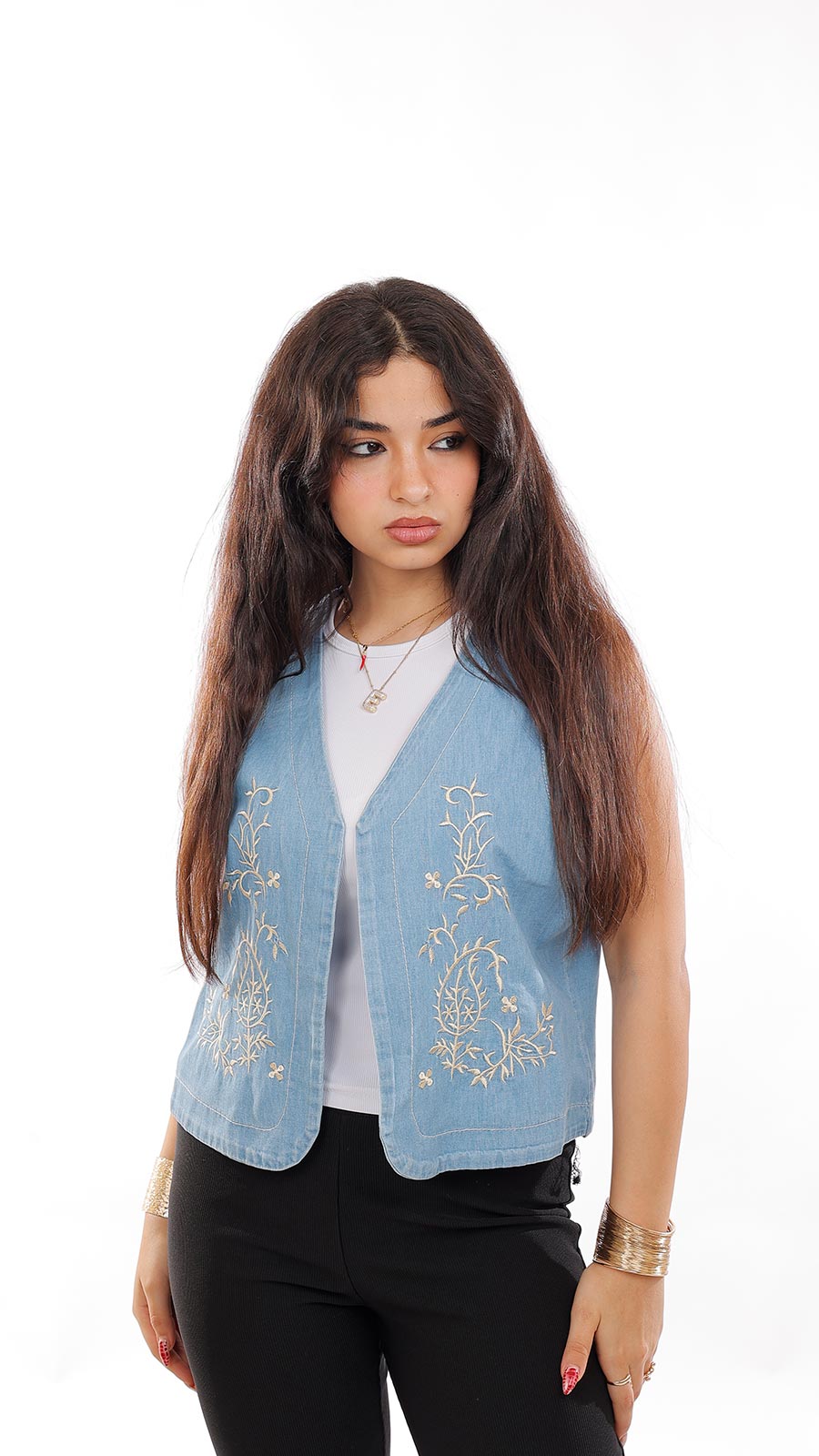 Denim Embroidered Vest