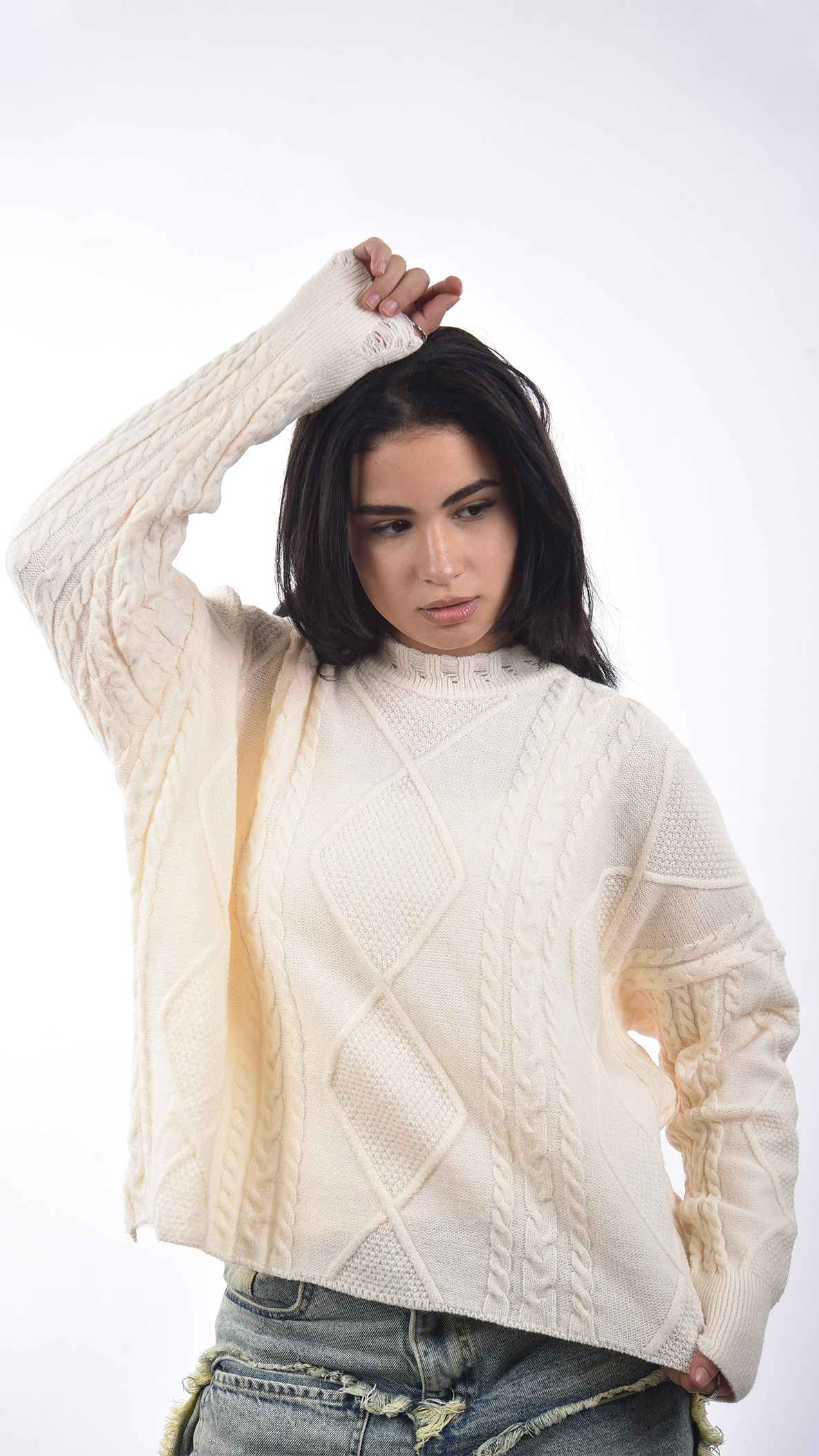 Pigtail blouse round nick