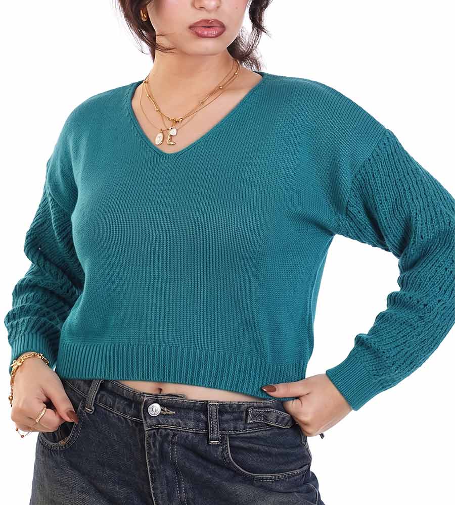 Cropped Pullover With Sleeves