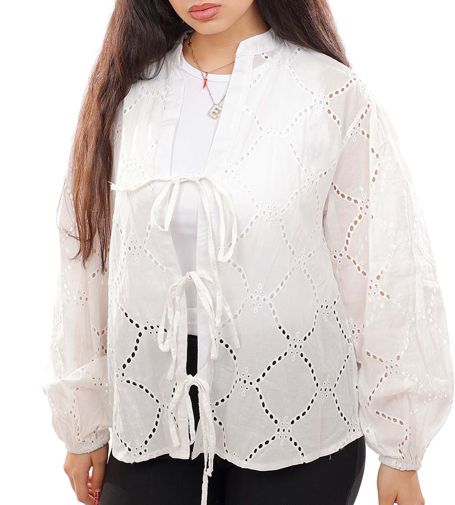  Cut-Out Blouse with 3 Ties