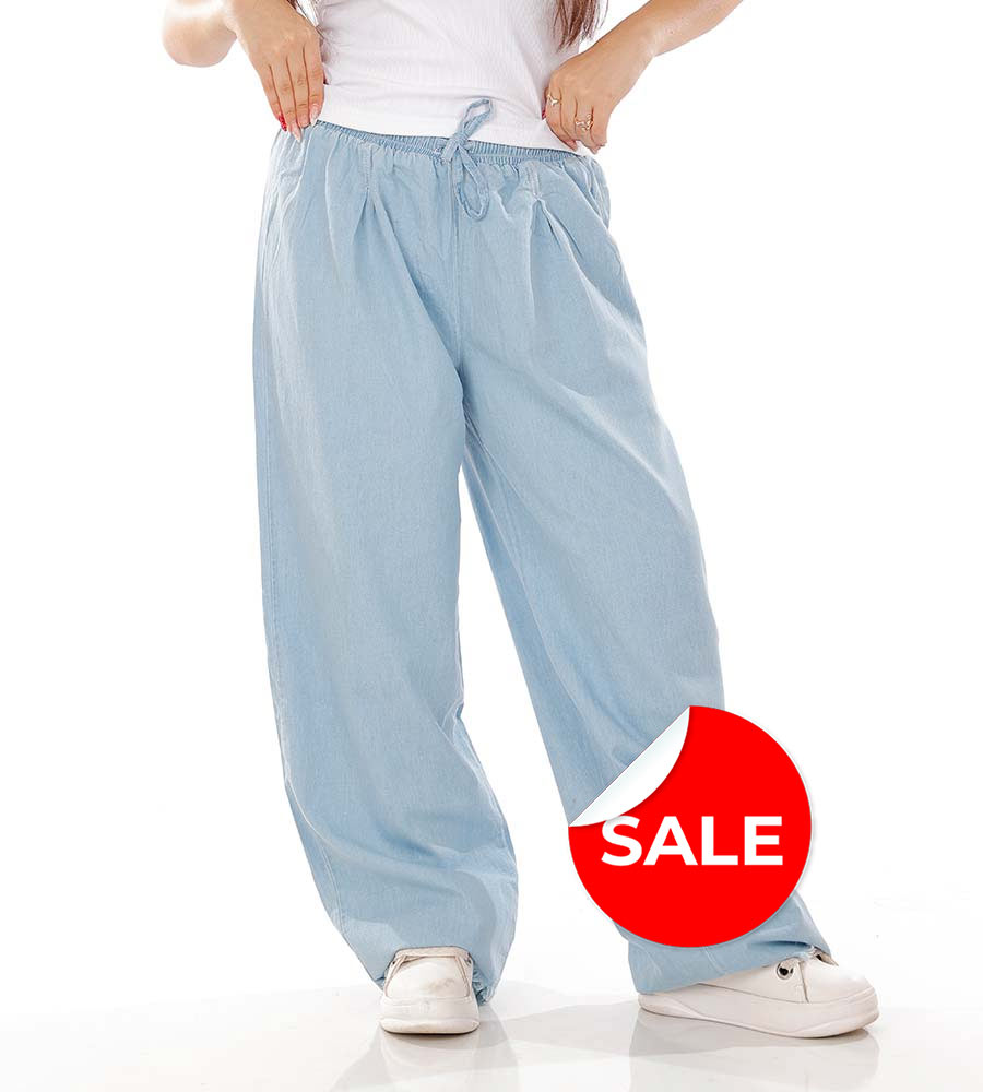 Soft, plain, wide-leg jeans