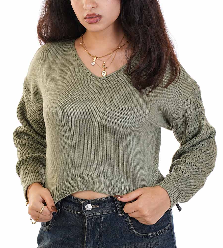 Cropped Pullover With Sleeves