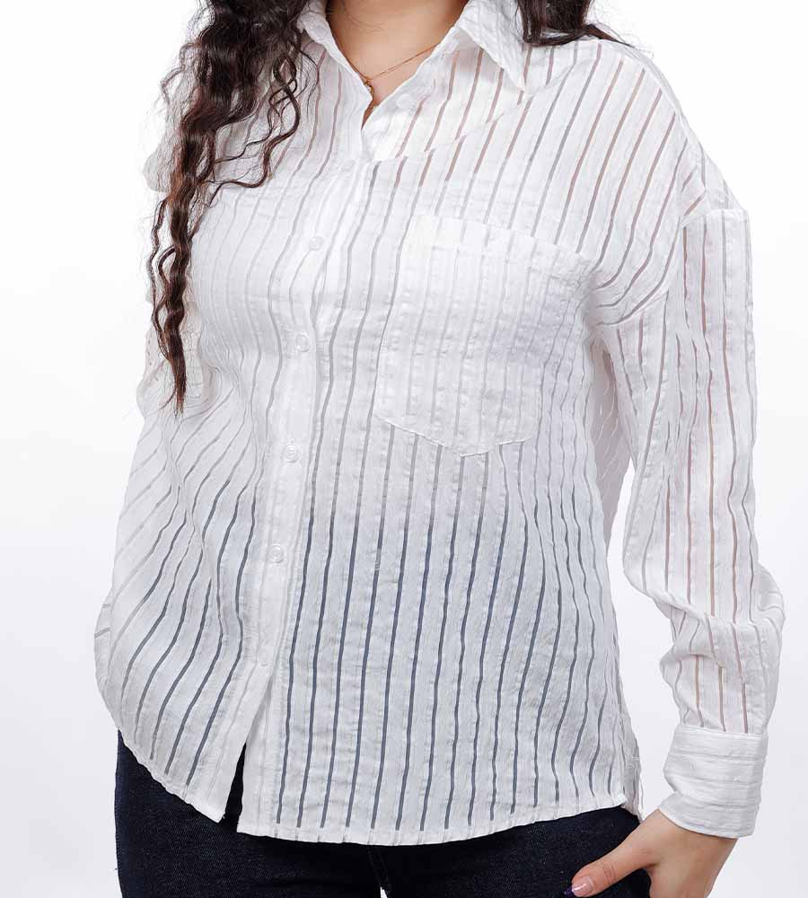 قميص مخطط شفاف