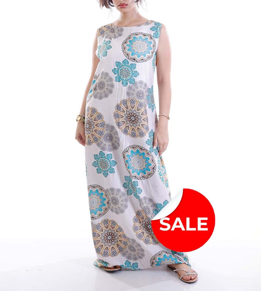 Escape Sleeveless Printed Cotton Dress