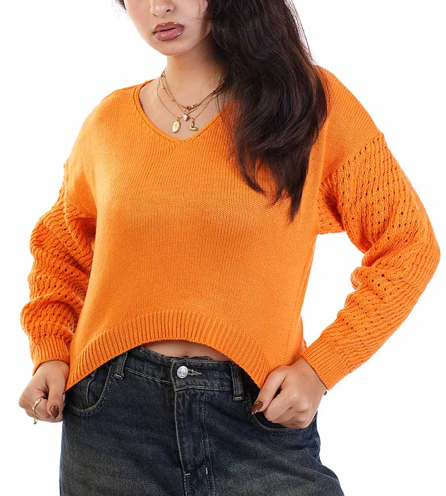 Cropped Pullover With Sleeves