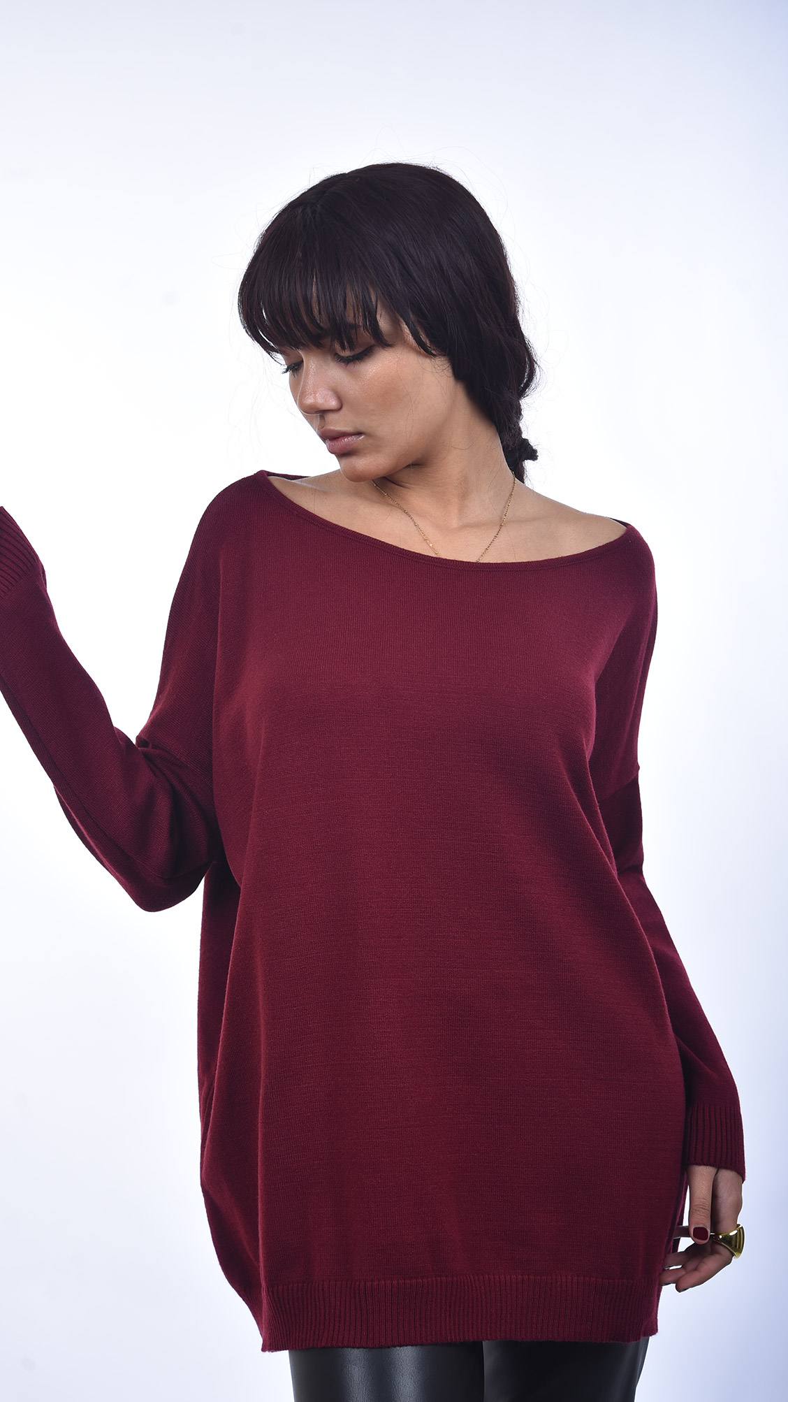 Knitwear blouse wide neck