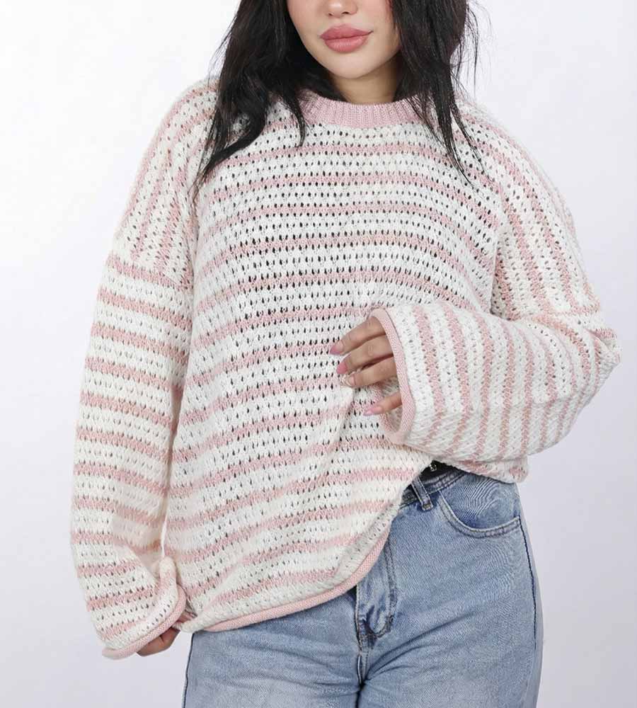 Knitwear blouse striped