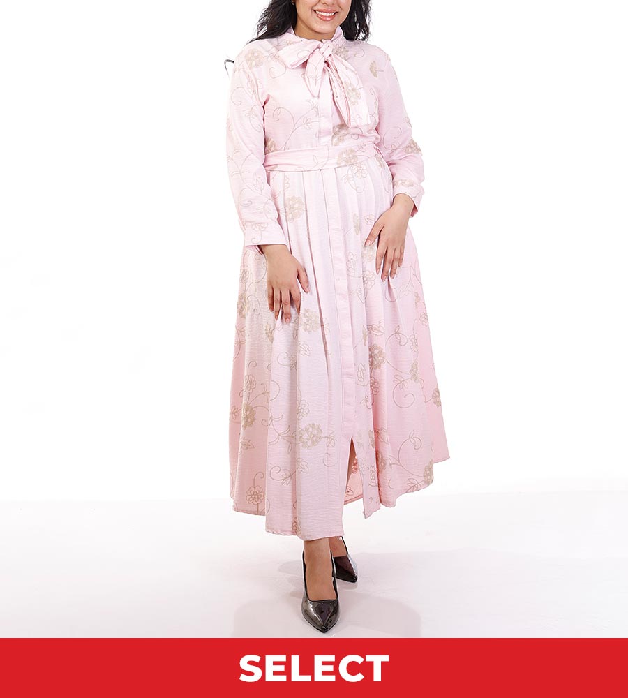 Bedaya Embroidered Linen Belted Dress