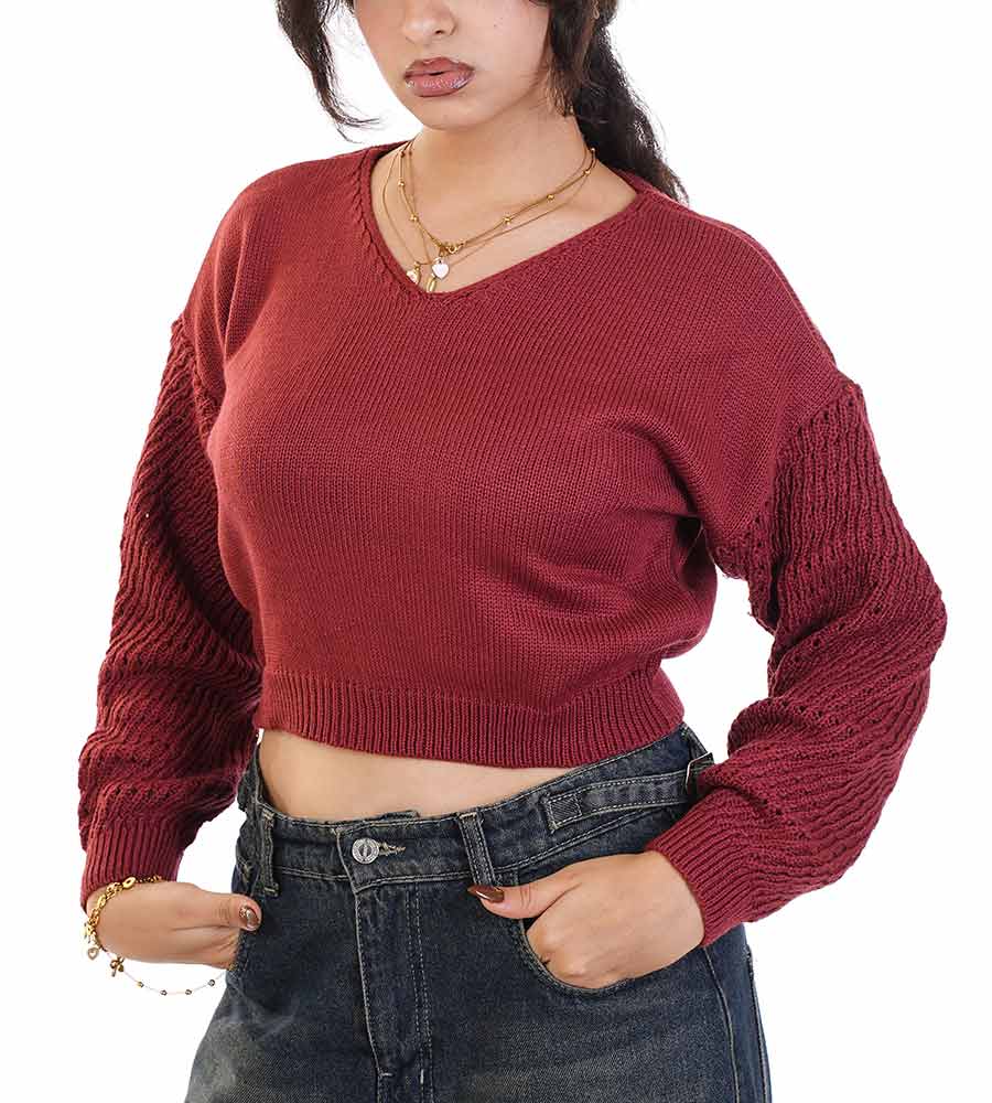 Cropped Pullover With Sleeves