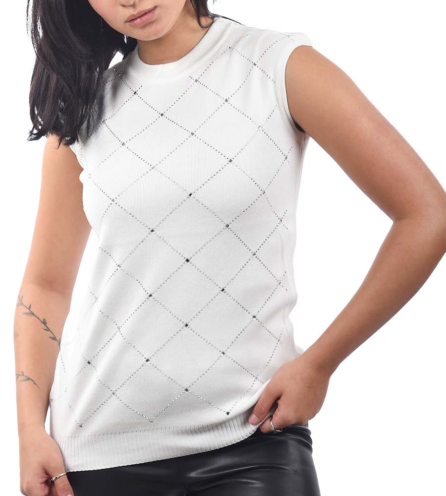Silver Embroidered Soft Knitted Body