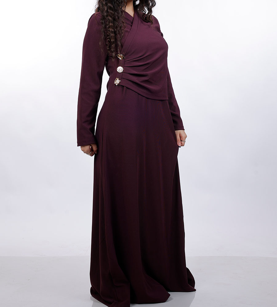 Ribbed dress waist buttons 