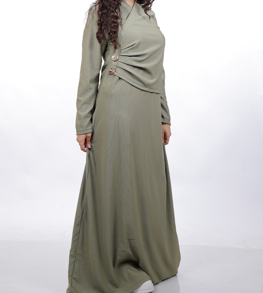 Ribbed dress waist buttons 