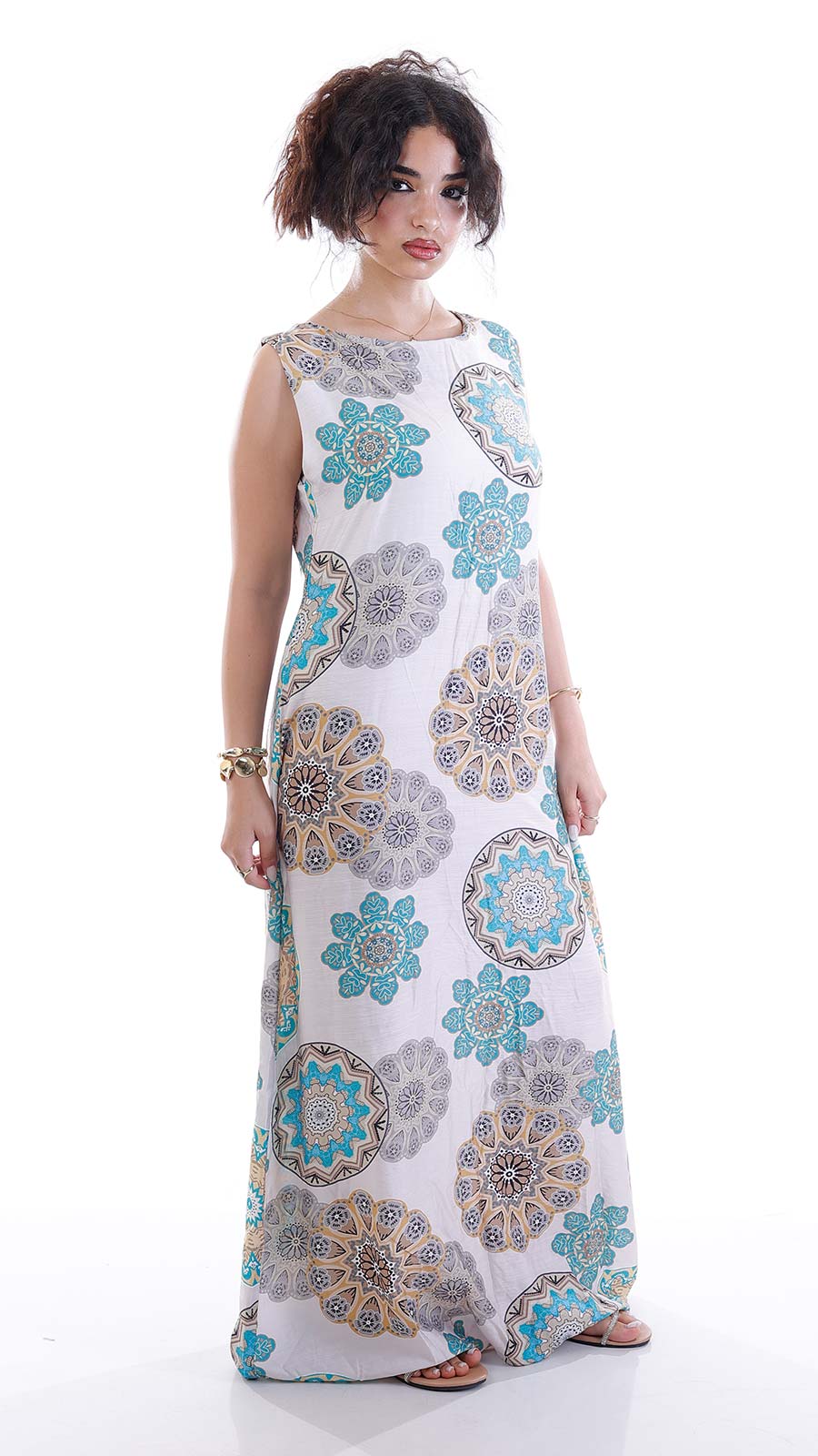 Escape Sleeveless Printed Cotton Dress