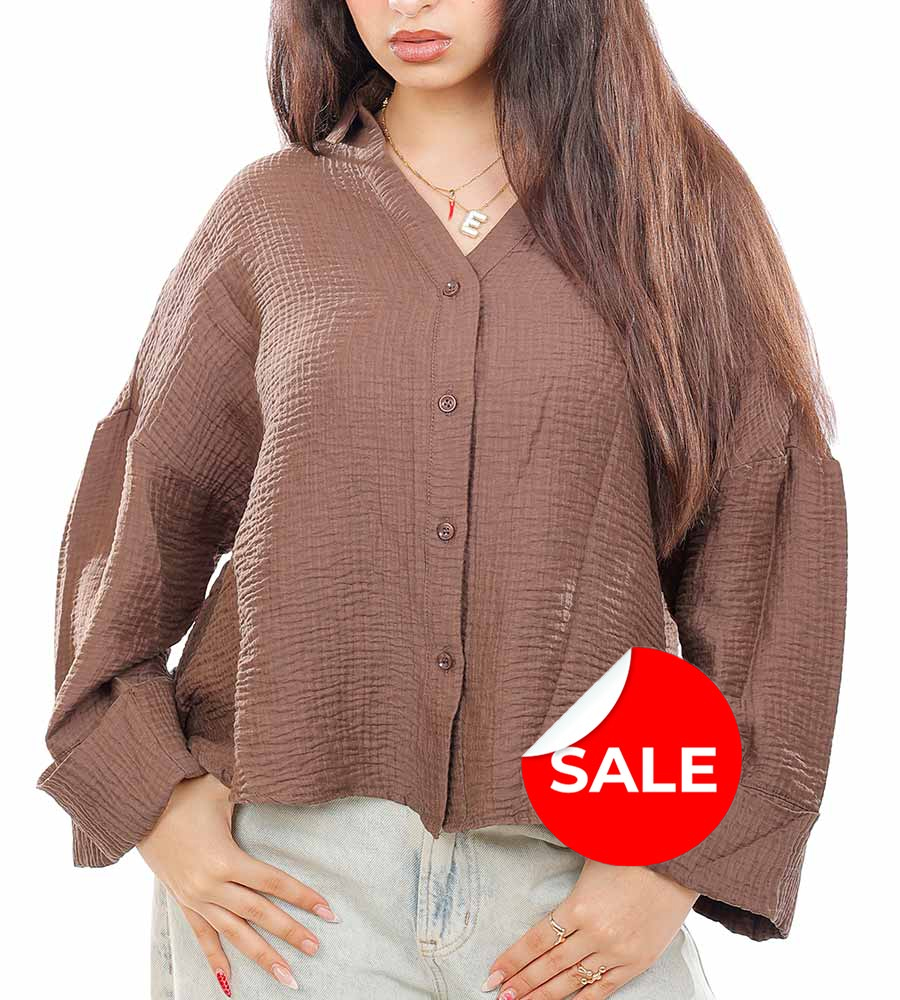 Oversized Textured Crinkled Linen Shirt