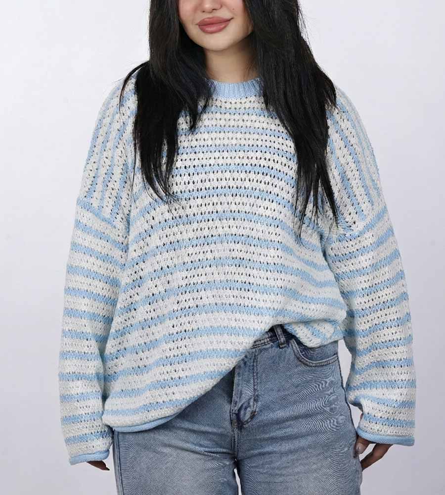 Knitwear blouse striped